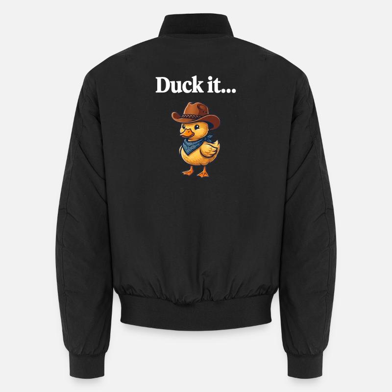 Funny Cowboy Duck It - Sarcastic Western Pun Unisex Bomber Jacket