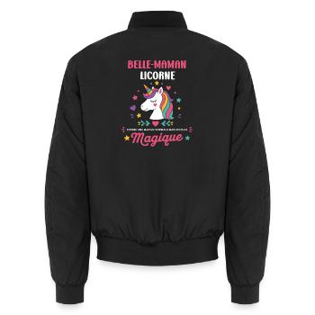 Belle Maman Licorne Magique - Bomber unisexe - noir - Dos - AI Model Male 185 light (185cm)