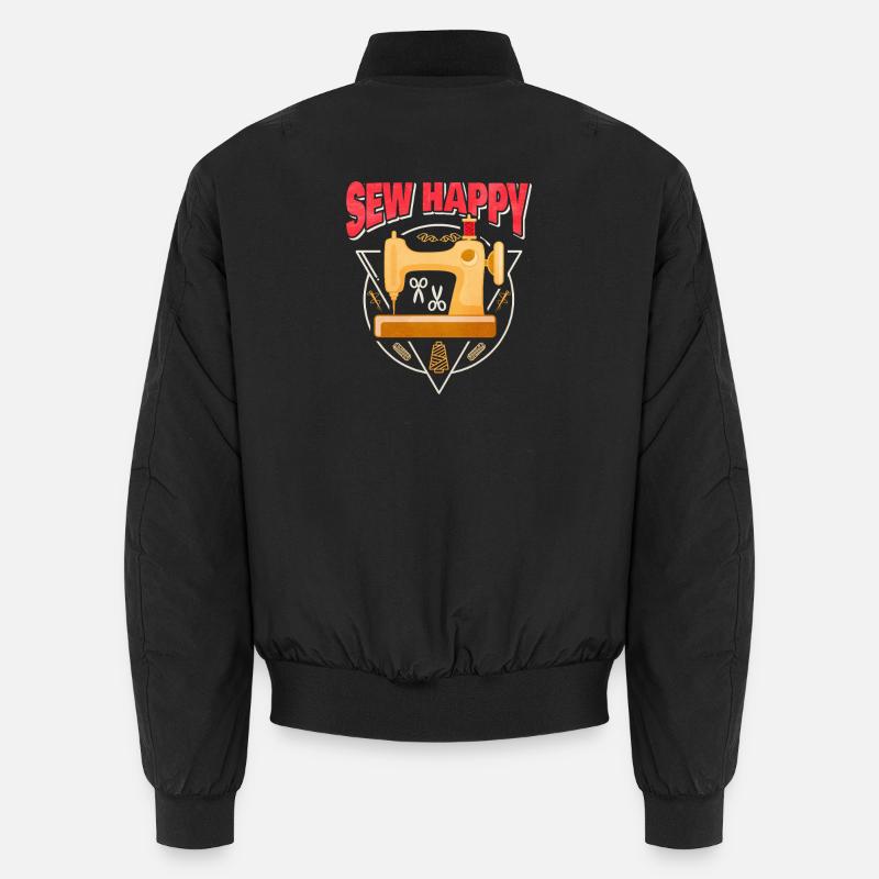 Sew Happy Gift Idea for Sewing Fans Unisex Bomber Jacket