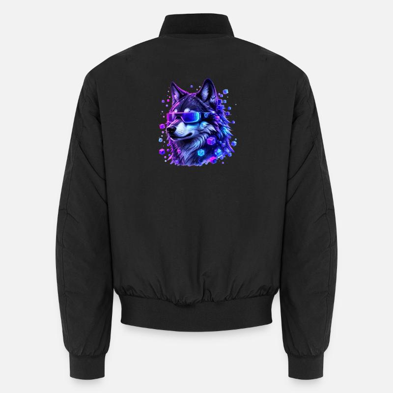 Loup néon avec VRBrille - Bomber unisexe - noir