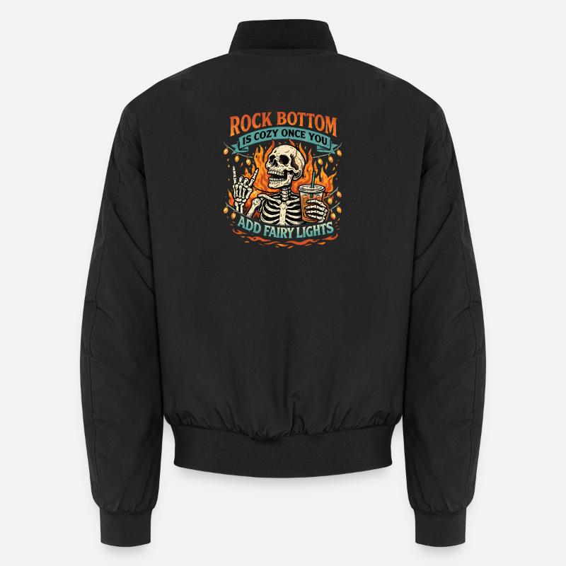 Knochen-Skelett mit Lichterkette Rock Bottom - Unisex Bomberjacke - Schwarz
