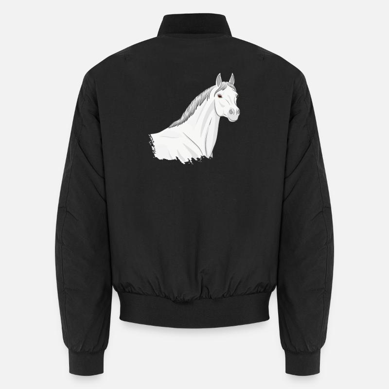 The Head of a Light Grey Abbayan Horse Unisex Bomber Jacket