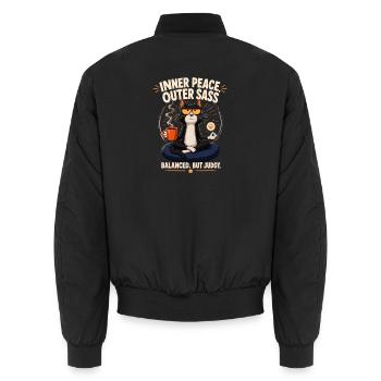 Paix intérieure Chat Sass extérieur - Bomber unisexe - noir - Dos - AI Model Male 185 light (185cm)