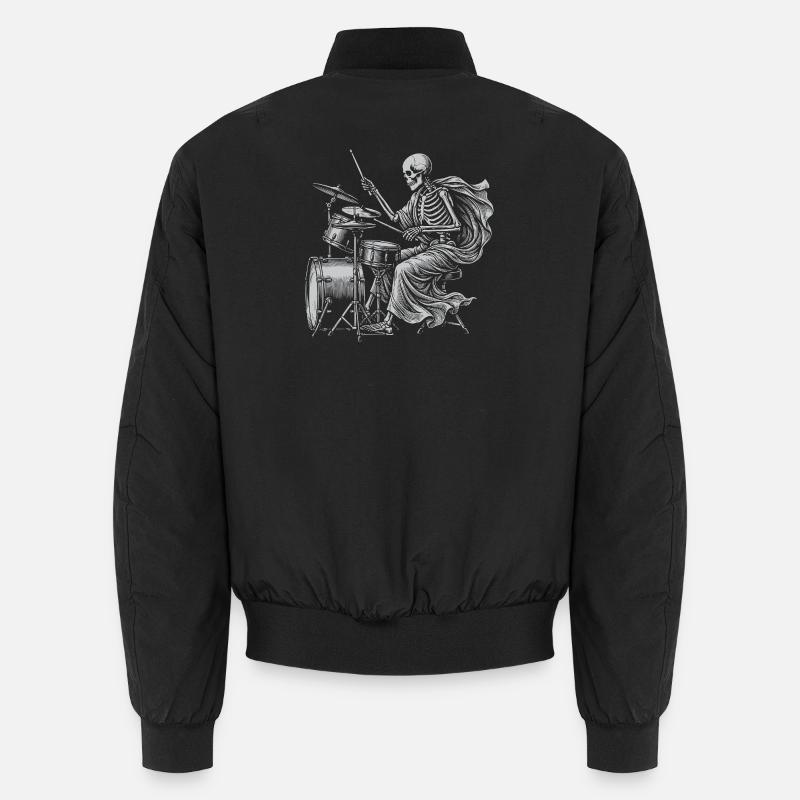 Skeleton Drummer with Cape - Unisex Bomber Jacket - black