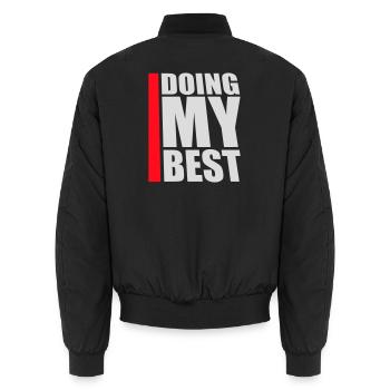 Je fais mon meilleur dicton motivant honnête et drôle - Bomber unisexe - noir - Dos - AI Model Male 185 light (185cm)
