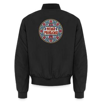 Nema Problema Shirt Lustig Balkan Jugo Geschenk - Unisex Bomberjacke - Schwarz - Hinten - AI Model Male 185 light (185cm)