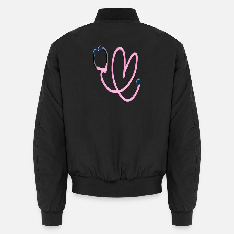 Rosa Herz Stethoskop - Unisex Bomberjacke - Schwarz