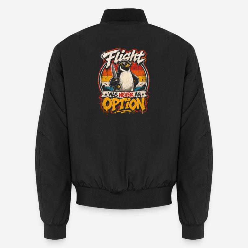 Combative penguin: Never an option - Unisex Bomber Jacket - black