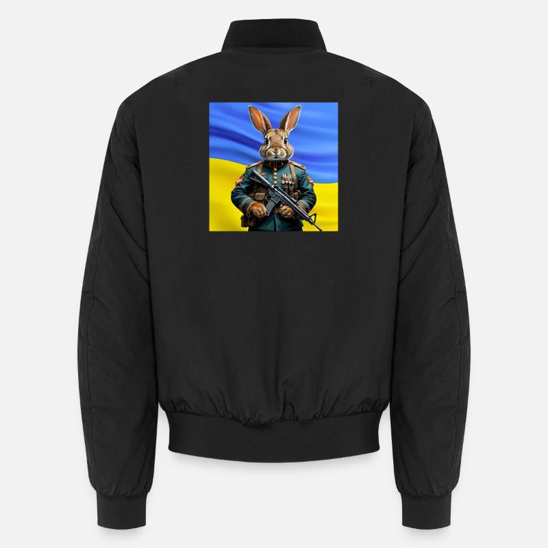 Guardian Rabbit: Held der Ukraine - Unisex Bomberjacke - Schwarz