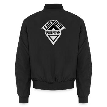 Live With Purpose Motivation Sinn Mindset Spruch - Unisex Bomberjacke - Schwarz - Hinten - AI Model Male 185 light (185cm)