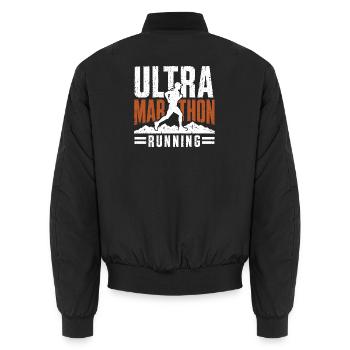 Ultra-Marathon-Läufer-Grafik - Unisex Bomberjacke - Schwarz - Hinten - AI Model Male 185 light (185cm)