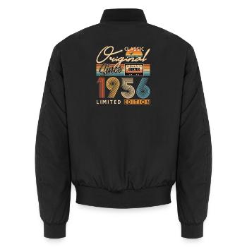 70. Geburtstag, 70 Jahre - Unisex Bomberjacke - Schwarz - Hinten - AI Model Male 185 light (185cm)
