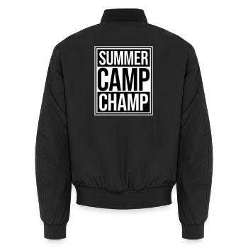 Summer Camp Champ Lustig Kinder Outdoor Abenteuer - Unisex Bomberjacke - Schwarz - Hinten - AI Model Male 185 light (185cm)