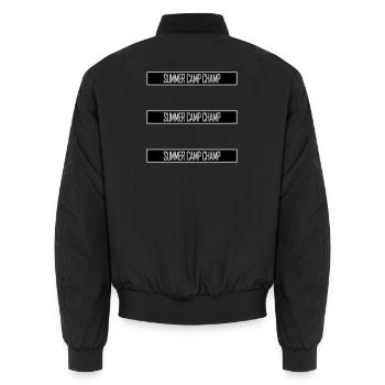 Summer Camp Champ Lustig Kinder Outdoor Abenteuer - Unisex Bomberjacke - Schwarz - Hinten - AI Model Male 185 light (185cm)