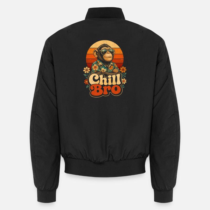 Chill Bro Retro Affe - Unisex Bomberjacke - Schwarz