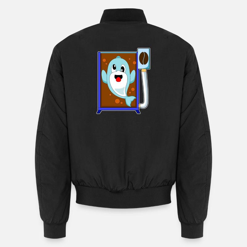 Delfin Kaffeebohne Kaffee - Unisex Bomberjacke - Schwarz