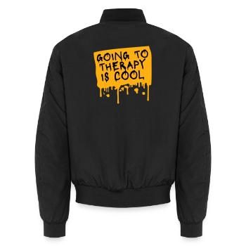 Going To Therapy Is Cool Funny Mentally Healthy - Unisex Bomber Jacket - black - Back - AI Model Male 185 light (185cm)
