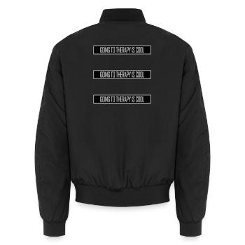 Going To Therapy Is Cool Funny Mentally Healthy - Unisex Bomber Jacket - black - Back - AI Model Male 185 light (185cm)