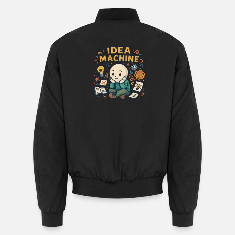 Idea Machine Cartoon - Unisex Bomber Jacket - black