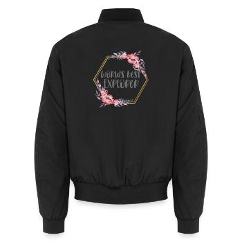 Best Explorer – Forscherin Geschenk - Unisex Bomberjacke - Schwarz - Hinten - AI Model Male 185 light (185cm)