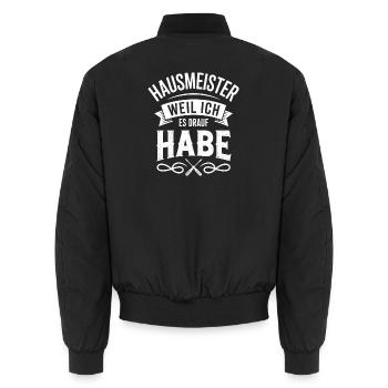 Hausmeister Facility Manager Hauswart Geschenke - Unisex Bomberjacke - Schwarz - Hinten - AI Model Male 185 light (185cm)