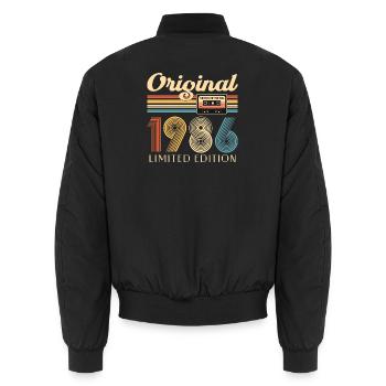 40. Geburtstag, 40 Jahre - Unisex Bomberjacke - Schwarz - Hinten - AI Model Male 185 light (185cm)