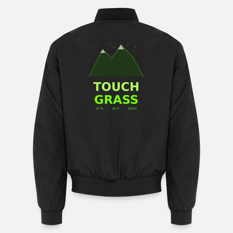 Neon Mountains Touch Grass - Unisex Bomber Jacket - black