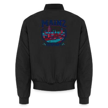 Mainz Germany Cathedral Rhine River Emblem - Unisex Bomberjacke - Schwarz - Hinten - AI Model Male 185 light (185cm)