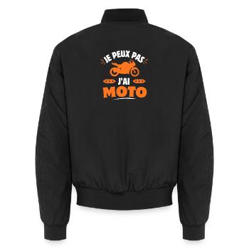 je peux pas j'ai moto - Bomber unisexe - noir - Dos - AI Model Male 185 light (185cm)