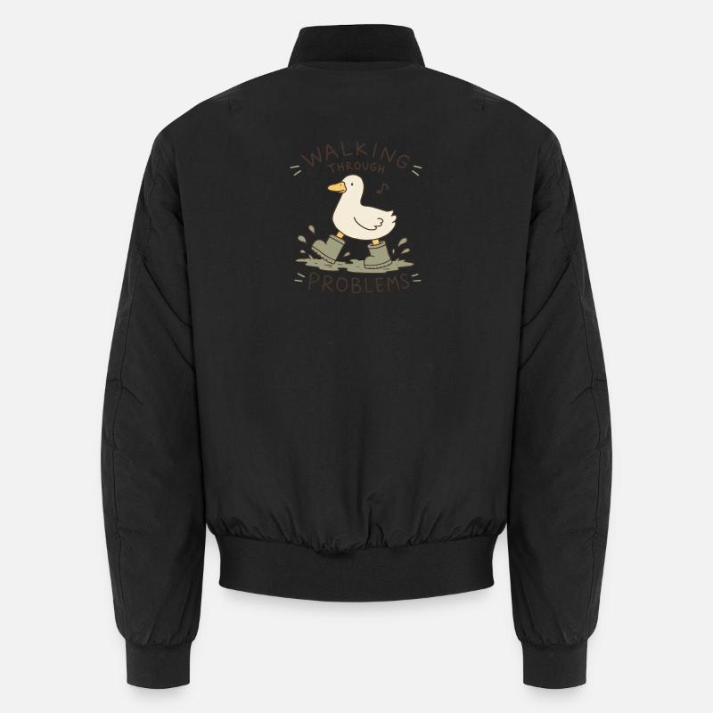 Duck Walking Through Problems - Unisex Bomber Jacket - black