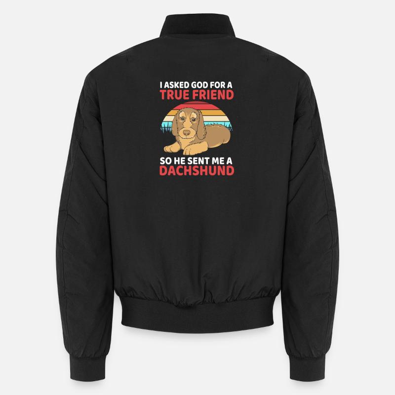 Wire-haired Dachshund Dachshund - Unisex Bomber Jacket - black