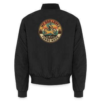 Mein Hund liebt Turbo Mode E-MTB Retro - Unisex Bomberjacke - Schwarz - Hinten - AI Model Male 185 light (185cm)