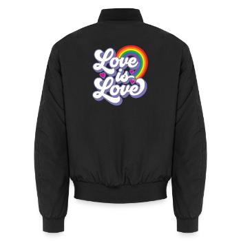 Pride Month LGBTQ – Liebe ist Liebe - Unisex Bomberjacke - Schwarz - Hinten - AI Model Male 185 light (185cm)