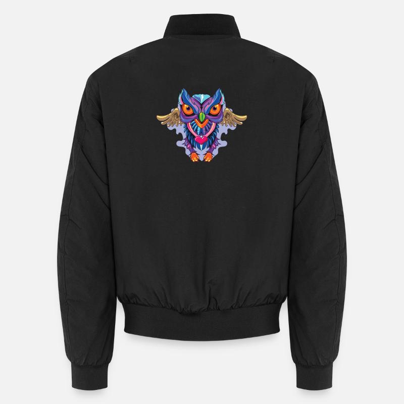 Owl - Unisex Bomber Jacket - black
