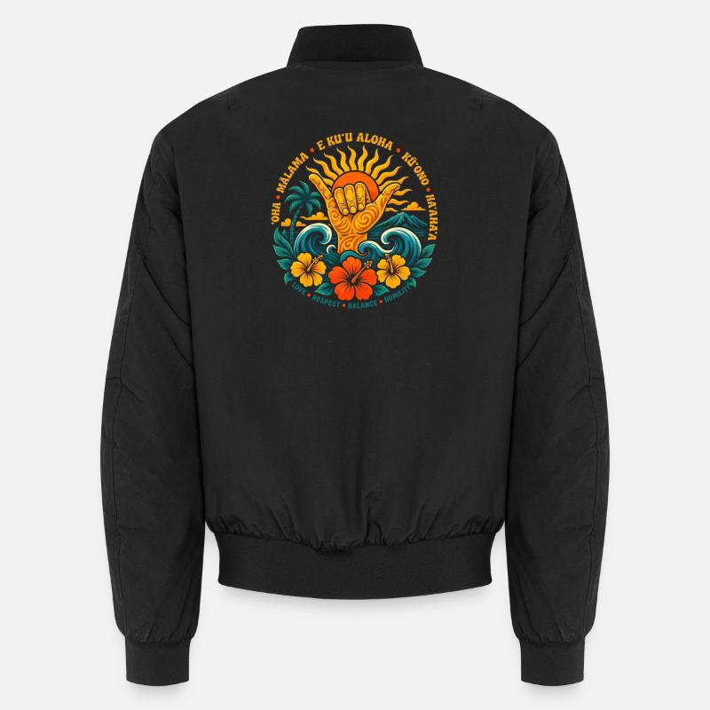 Aloha Shaka Values - Unisex Bomber Jacket - black