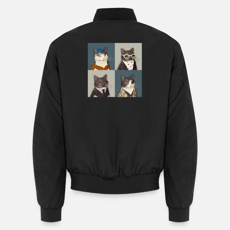 Rebel Chic Tuxedo Cat Quartet - Unisex Bomber Jacket - black