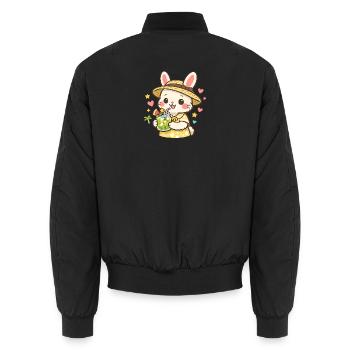 Un lapin limonade au chapeau de paille - Bomber unisexe - noir - Dos - AI Model Male 185 light (185cm)