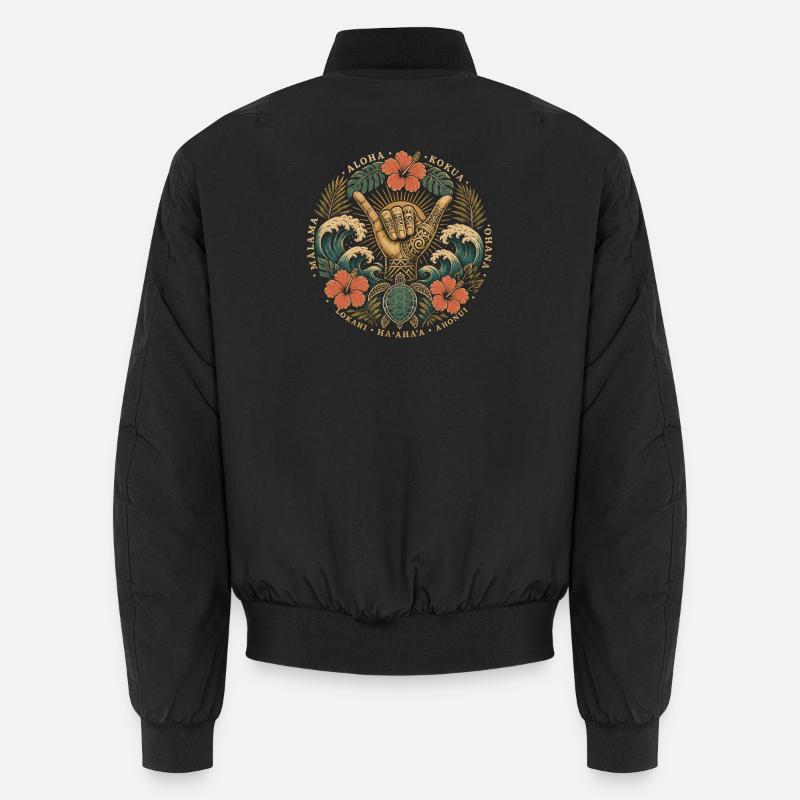 Aloha Shaka Values - Unisex Bomber Jacket - black