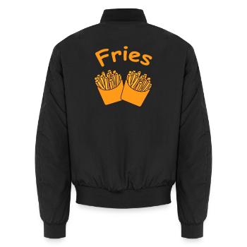 Fries Duo Cartoon GelbOrange - Unisex Bomberjacke - Schwarz - Hinten - AI Model Male 185 light (185cm)