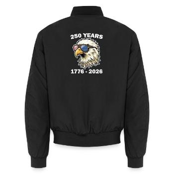 250 Jahre USA Eagle mit Flaggenbrille - Unisex Bomberjacke - Schwarz - Hinten - AI Model Male 185 light (185cm)
