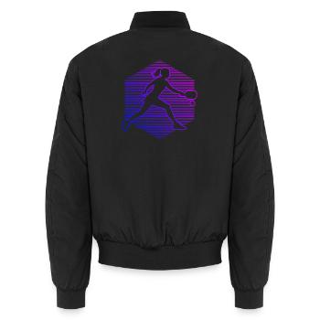 Idée d’entraîneur de pickleball pour les fans de joueurs de pickleball - Bomber unisexe - noir - Dos - AI Model Male 185 light (185cm)
