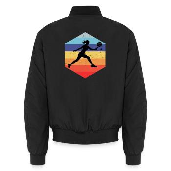 Padel Zubehör Geschenkidee für Padel Anfänger Fans - Unisex Bomberjacke - Schwarz - Hinten - AI Model Male 185 light (185cm)