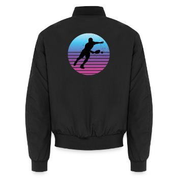 Idée cadeau pour les fans de pickleball - Bomber unisexe - noir - Dos - AI Model Male 185 light (185cm)
