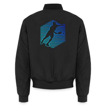 Pickleball sport design for pickleball athlete fans - Unisex Bomber Jacket - black - Back - AI Model Male 185 light (185cm)