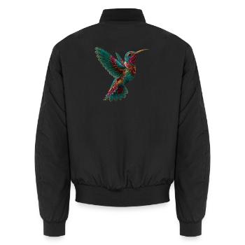 Aztekischer Kolibri Bunt Mosaik - Unisex Bomberjacke - Schwarz - Hinten - AI Model Male 185 light (185cm)
