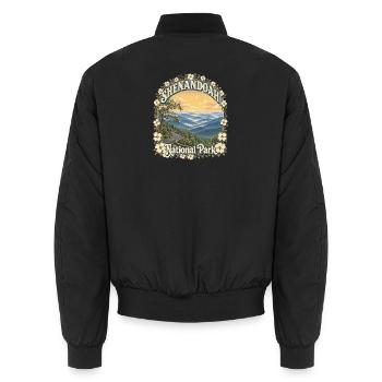 Shenandoah National Park USA Virginia Hiking - Unisex Bomber Jacket - black - Back - AI Model Male 185 light (185cm)