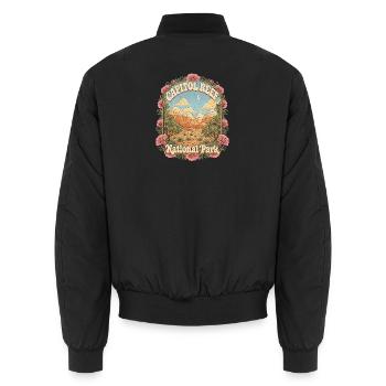 Capitol Reef National Park USA Utah Vintage - Unisex Bomber Jacket - black - Back - AI Model Male 185 light (185cm)