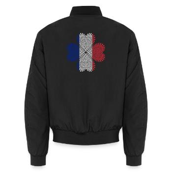 Dreifarbige Flaggenspiralen - Unisex Bomberjacke - Schwarz - Hinten - AI Model Male 185 light (185cm)
