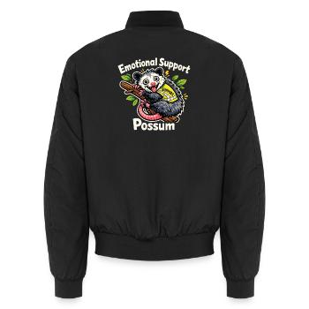 Emotional Possum Support - Unisex Bomber Jacket - black - Back - AI Model Male 185 light (185cm)