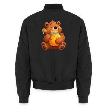 Ours câlin avec pot de miel - Bomber unisexe - noir - Dos - AI Model Male 185 light (185cm)